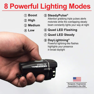 CYGOLITE Dash– 600 Pro, 520, 460 Lumen Bicycle Light Models– 5 Night & 3 Daytime Modes– Ultra Compact– IP64 Water Resistant– Sturdy Flexible Mount– USB Rechargeable– for Aero Road, Commuter Bicycles