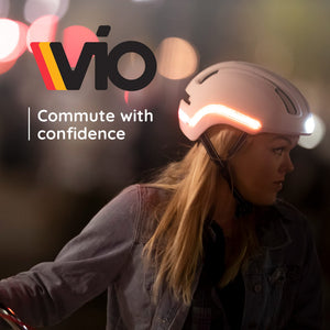Nutcase, VIO, Bike Helmet with LED Lights and MIPS Protection for Road Cycling and Commuting, Blanco Gloss MIPS Light, S/M: 55cm-59cm