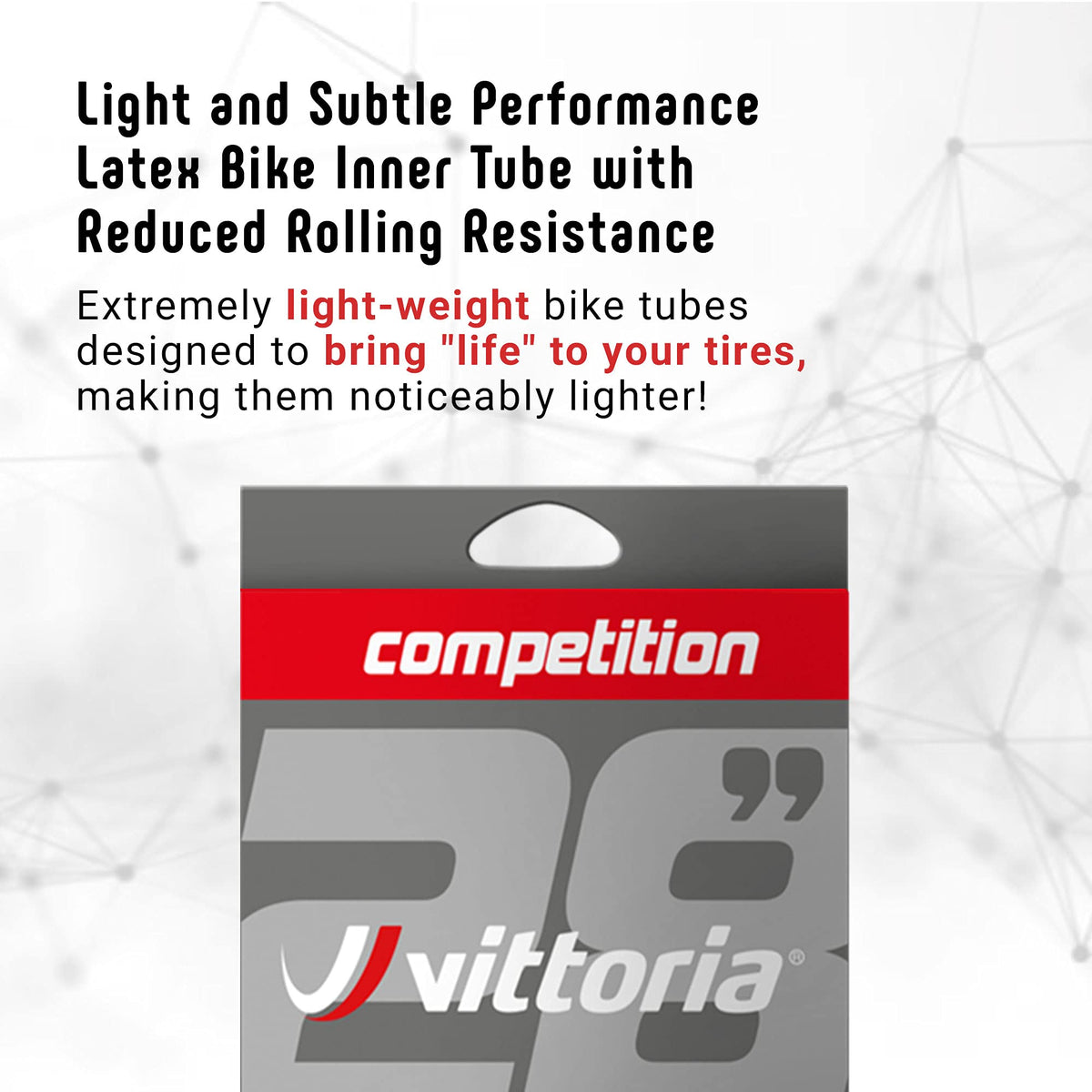 Vittoria Competition Latex Tube - Performance Bike Tire Tube - Lightweight Bicycle Inner Tubes for Racing - 48mm Valve
