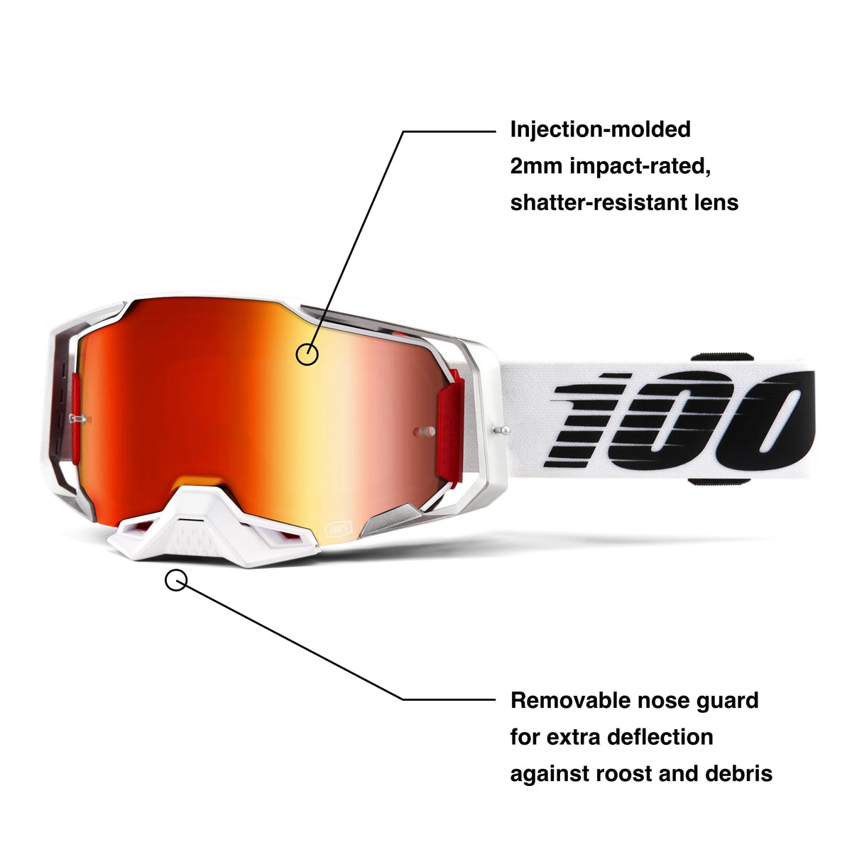 100% ARMEGA Premium Protective Sport Goggles with Ultra HD Lens & Nose Guard