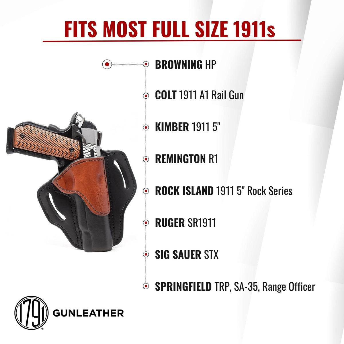 1791 Gunleather 1911 Holster, Fits 1911 Models with 4" and 5" Barrels