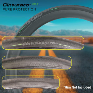 Pirelli Cinturato Velo Road Bike Tire (Long Rides), Clincher Tubeless Ready, Confident Handle Vari Terrains & Worst Conditions, X-Puncture Protect,(1) Tire, Black or Classic Tan Sidewall / Vari Sizes