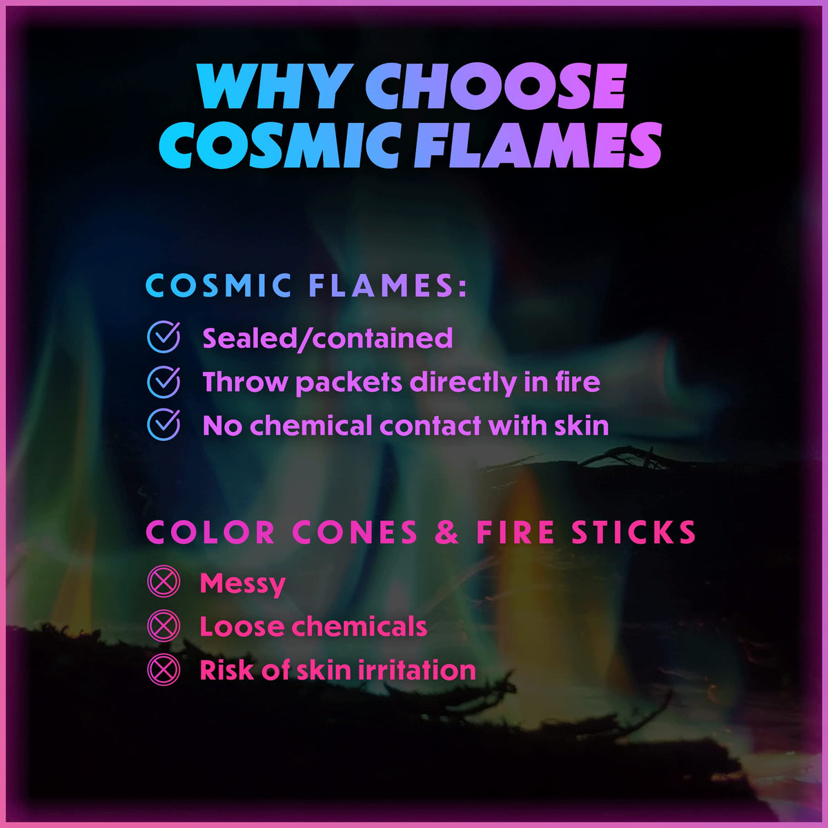 Magical Flames Fire Color Changing Packets for Fire Pit & Fireplace - Rainbow Fire Color Packets for Campfire - Camping Accessories