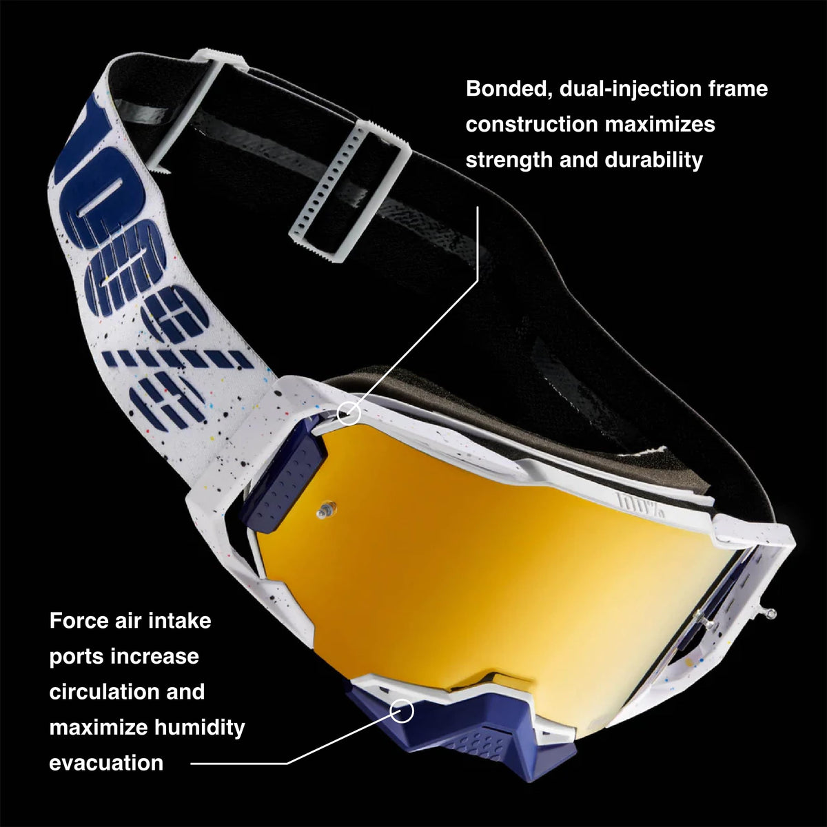 100% ARMEGA Premium Protective Sport Goggles with Ultra HD Lens & Nose Guard