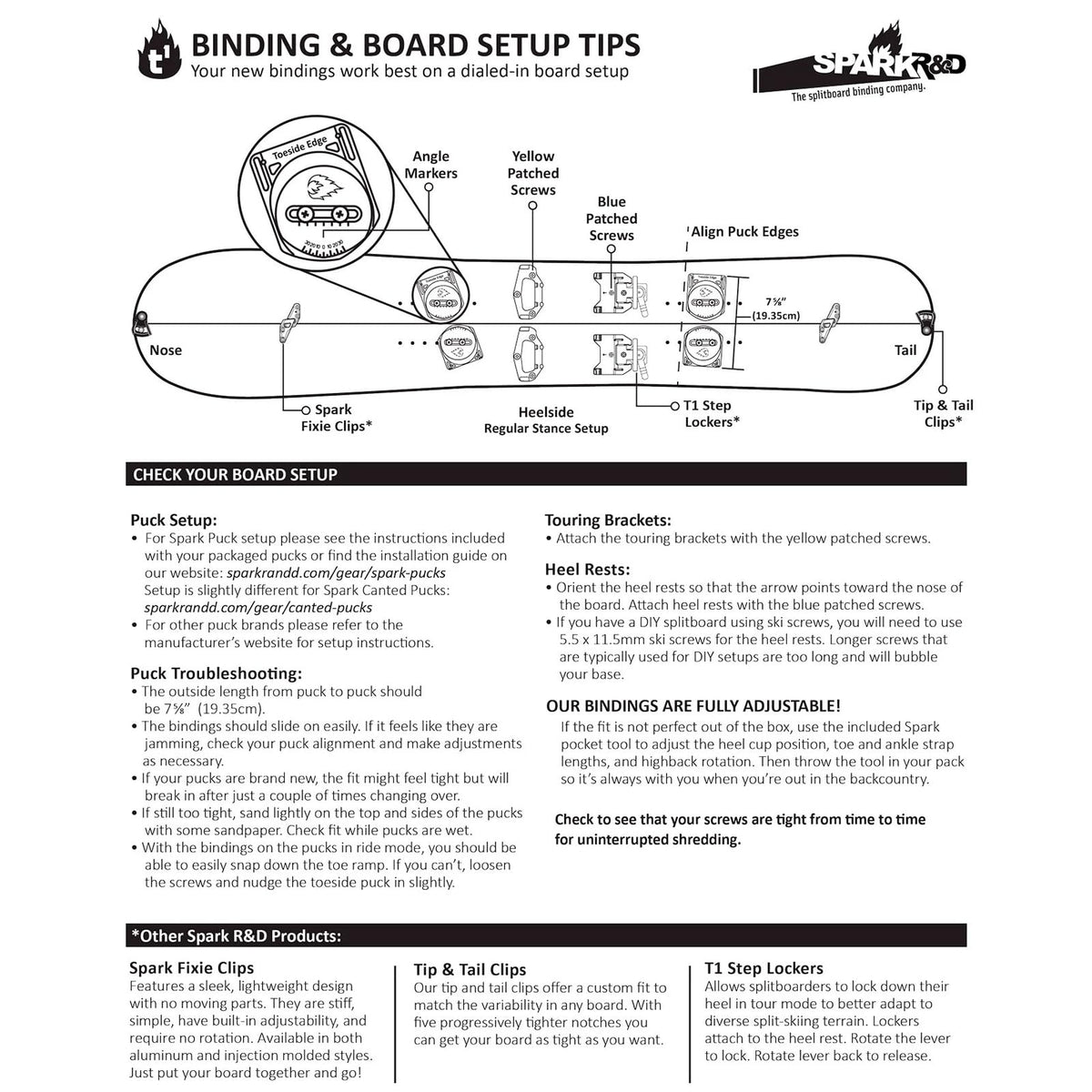 Spark R&D Unisex Surge ST Bindings - Durable Reliable Lightweight Easy-to-Install Puck-Compatible Splitboard Fasteners for All-Mountain, Freeride & Touring