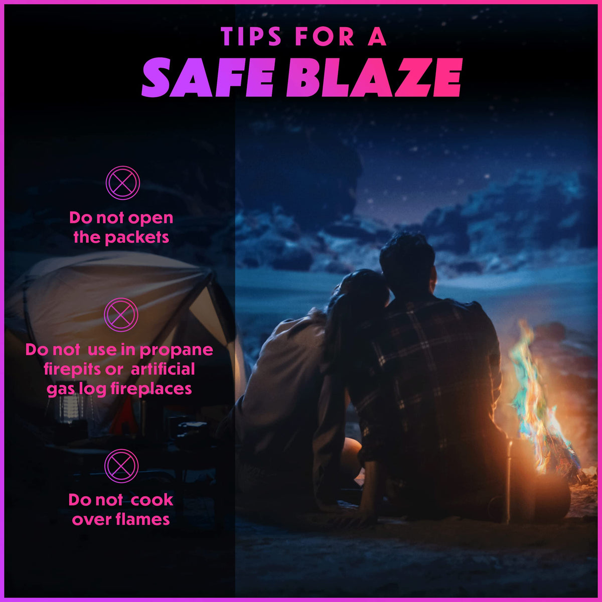 Magical Flames Fire Color Changing Packets for Fire Pit & Fireplace - Rainbow Fire Color Packets for Campfire - Camping Accessories