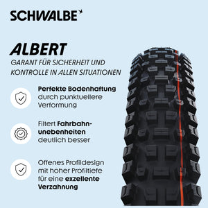SCHWALBE Albert Tire - 29 x 2.50, Tubeless, Folding, Black, Evolution Line, Gravity Pro, Addix Soft, Radial, E-50