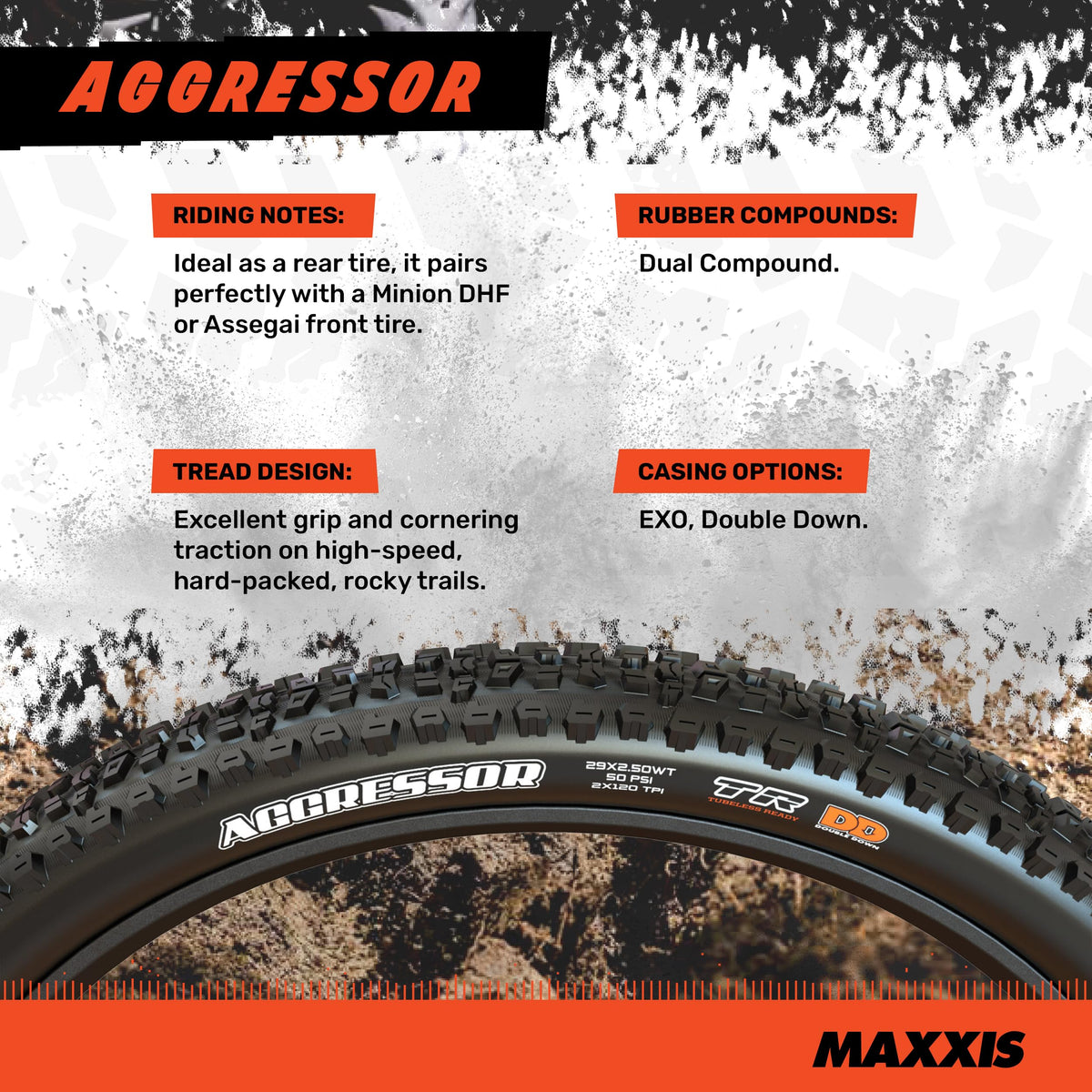 MAXXIS Aggressor - 2 Pack - 26", 27.5", 29" - Mountain Bike Tire, Tubeless Ready | Designed for high-Speed, Hard-Packed, Rocky MTB Trails