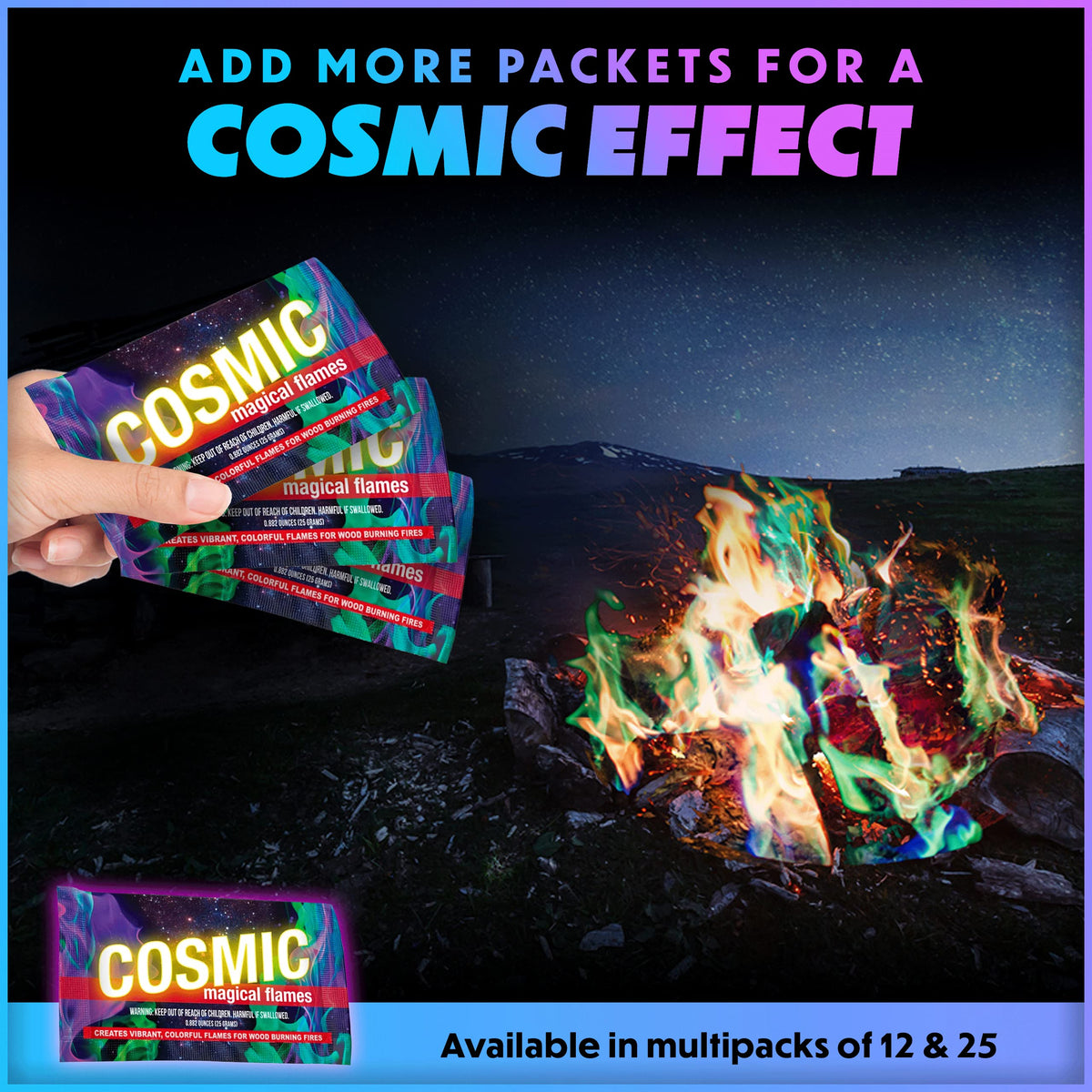 Magical Flames Fire Color Changing Packets for Fire Pit & Fireplace - Rainbow Fire Color Packets for Campfire - Camping Accessories