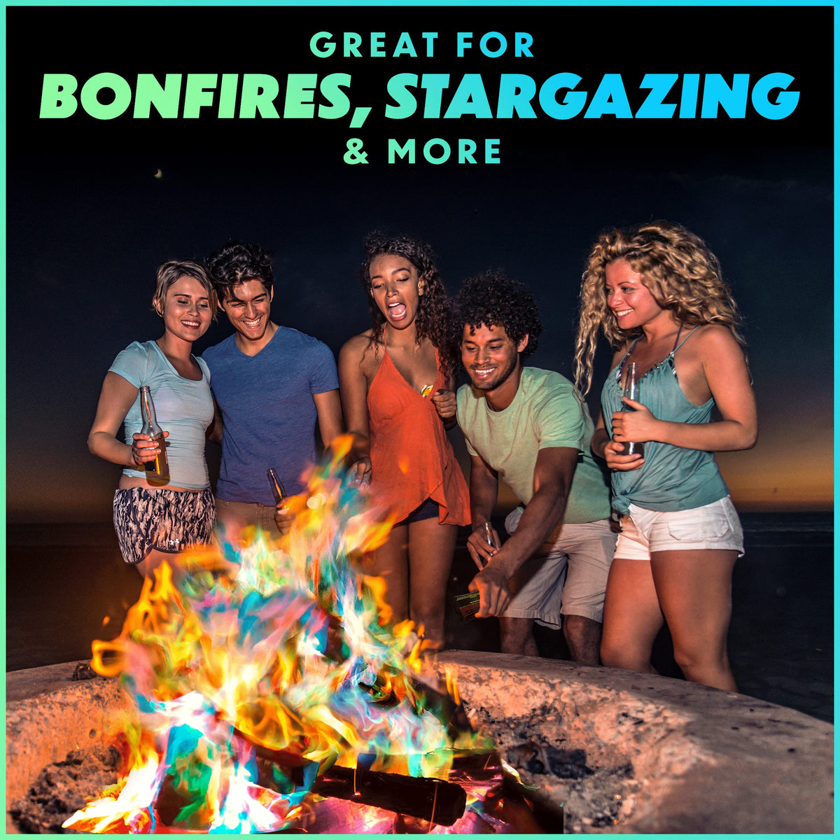 Magical Flames Fire Color Changing Packets for Fire Pit & Fireplace - Rainbow Fire Color Packets for Campfire - Camping Accessories