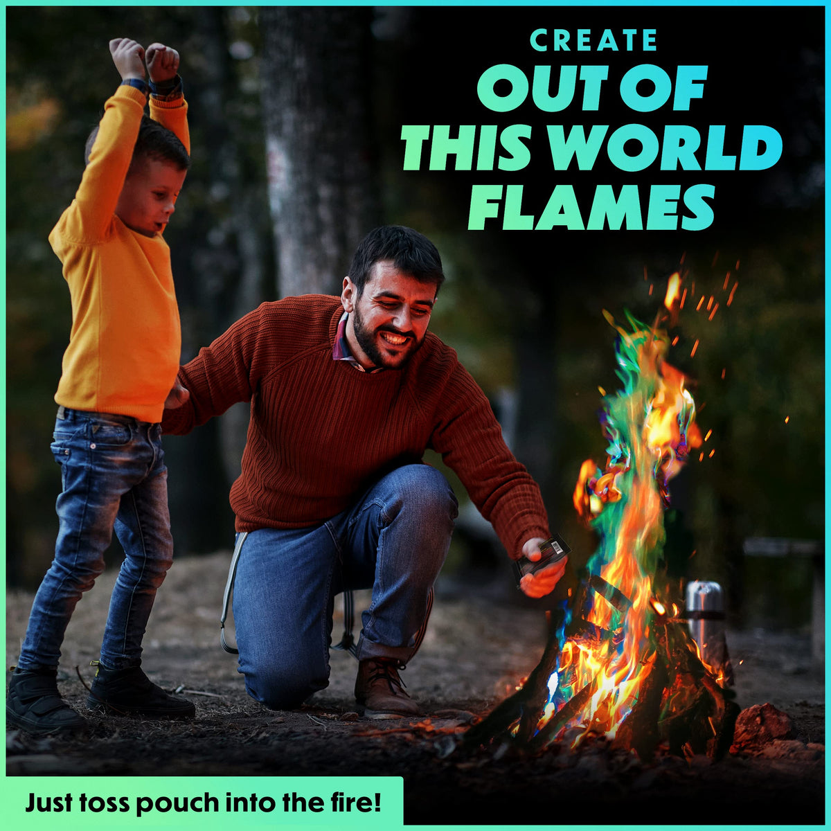 Magical Flames Fire Color Changing Packets for Fire Pit & Fireplace - Rainbow Fire Color Packets for Campfire - Camping Accessories