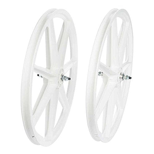 SKYWAY, Tuff Retro 7 Spoke, Wheelset, White, 24'' / 507, Bolt-on, F: 100, R: 110, Rim, Freewheel, White
