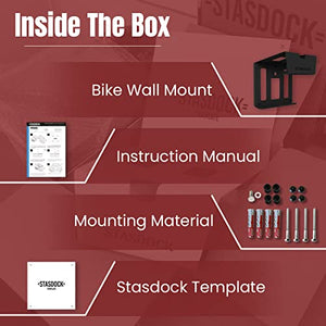Stasdock Bike Wall Rack - Vertical Powder Coated Bike Rack with Shoes and Glasses Holder for Home & Garage - Durable Steel Material
