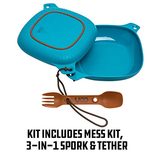 UCO 4-Piece Camping Mess Kit with Bowl, Plate and 3-in-1 Spork Utensil Set