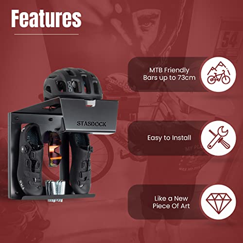 Stasdock Bike Wall Rack - Vertical Powder Coated Bike Rack with Shoes and Glasses Holder for Home & Garage - Durable Steel Material