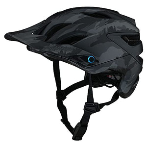 Troy Lee Designs A3 Adult Mountain Bike Helmet MIPS EPP EPS Premium Lightweight 16 Vents 3-Way Adjustable Detachable Visor All Mountain Enduro, Gravel, Trail, BMX, Off-Road MTB - Brushed Camo Blue