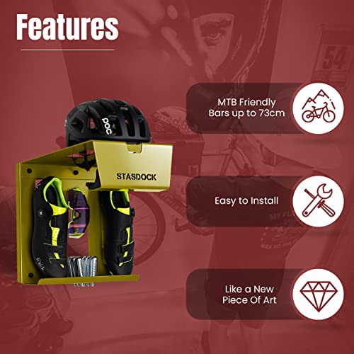 Stasdock Bike Wall Rack - Vertical Powder Coated Bike Rack with Shoes and Glasses Holder for Home & Garage - Durable Steel Material