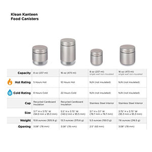 Klean Kanteen Single Wall Stainless Steel Food Canister Container with Leak Proof Stainless Steel Interior Lid