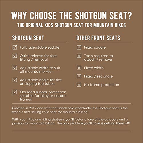 SHOTGUN Kids Bike Seat for Mountain Bikes | Front Mounted Bicycle Seats for Children 2-5 Years (up to 48 Pound) | Compatible with All Adult MTB | Easy to Install