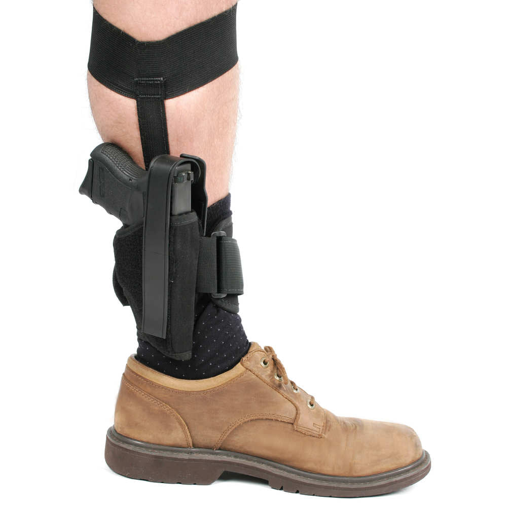 Blackhawk Nylon Ankle Holster Black, Rh, Sz 1", 3", 4" Bbl Medium Frame .32/.380 Autos"
