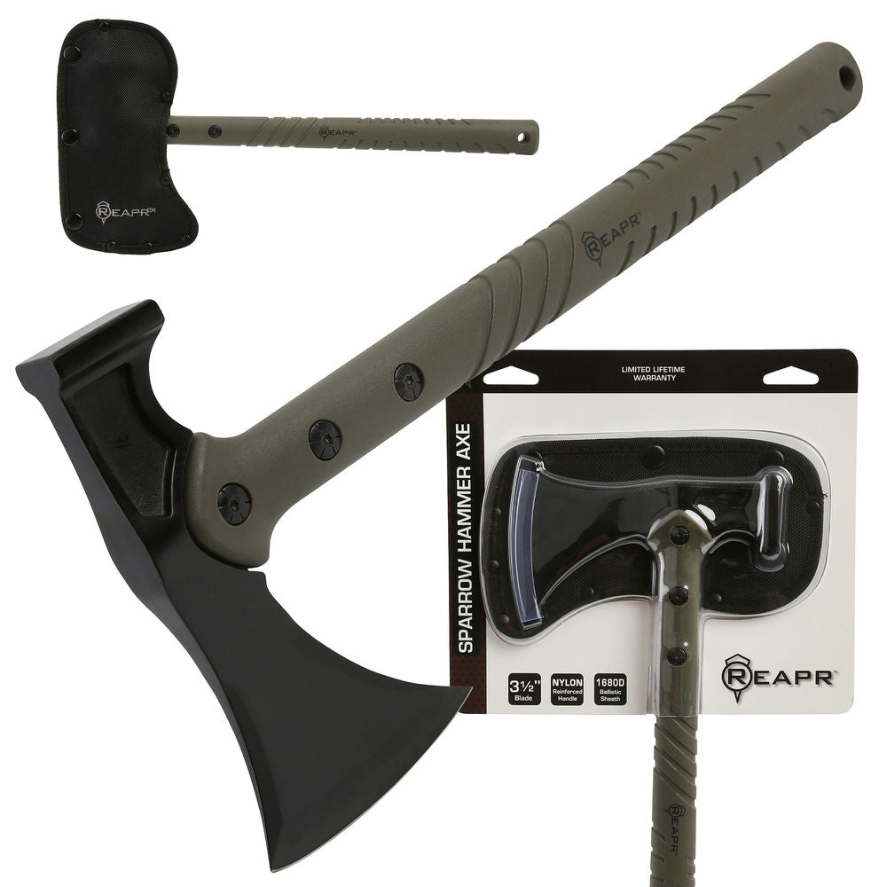 Sheffield Sparrow Hammer Axe 3 1/2\ Black Oxide Stainless Steel Blade W/ Hammer Back"