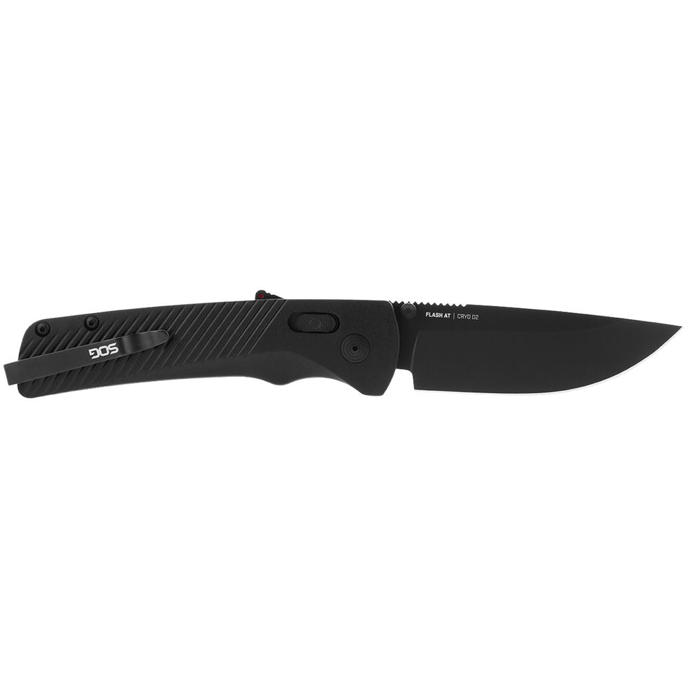 Sog Knives Flash At Knife Blackout, Drop Point, Plain Edge, 3.45\ Blade"